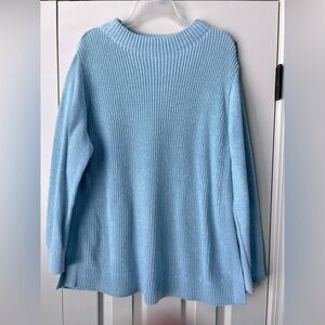 Loft Womens Light Blue Cotton Tunic Sweater